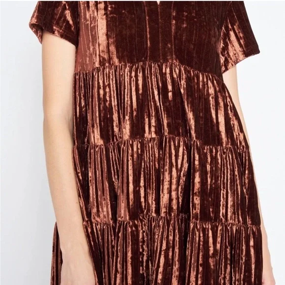 En Saison Velvet Tiered Babydoll Swing Dress - Picture 3 of 4